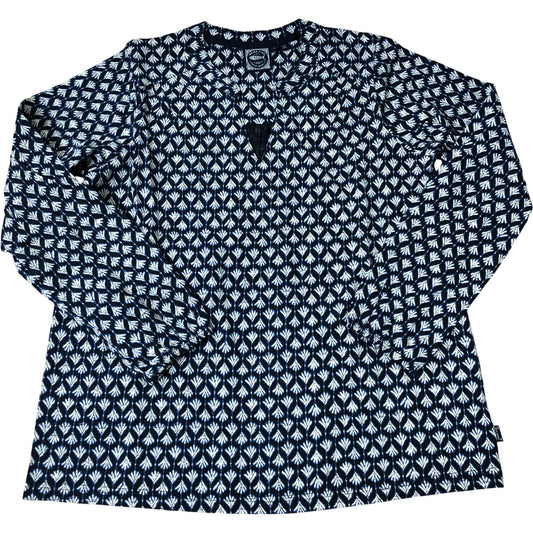 Weird Fish Women's Organic Cotton Long Sleeve Top Navy Floral Pattern Size 12