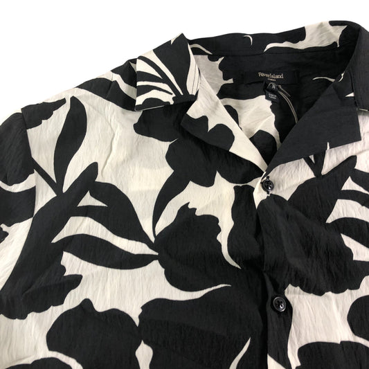 River Island Black White Floral Short Sleeve Shirt Size M Men's Casual Top