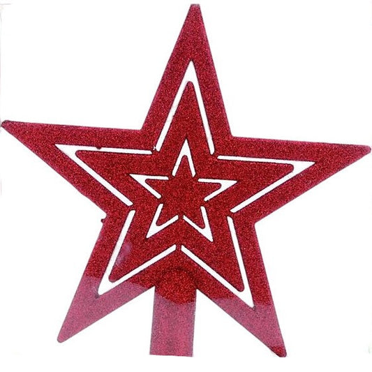 Red Glitter Star Tree Topper Christmas Decoration