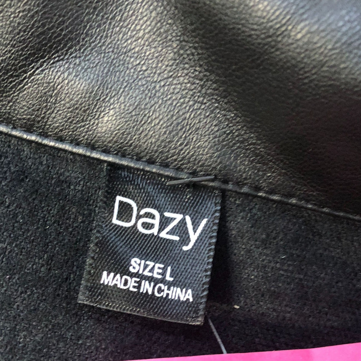 Dazy Black Vegan Leather Cropped Jacket Size L