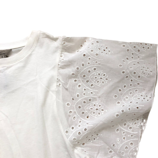 River Island Women's XS White Top Eyelet Detailed Puff Sleeve Summer Fashion