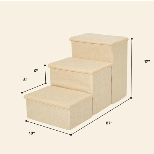 Pet Awesome Dog Steps Small And Medium Dog Stairs 27 Inch Beige Sturdy Design