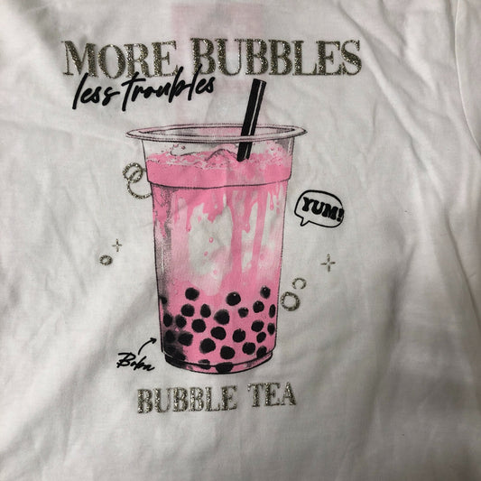 River Island Bubble Tea T-Shirt Kids 12-18 Months White Short Sleeve Graphic