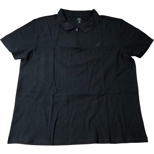 River Island Black Zip Polo Shirt Size 3XL Men's Short Sleeve Casual Wear