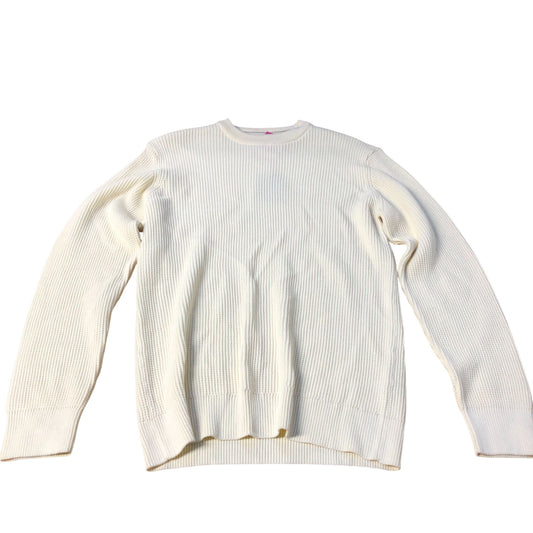 River Island Crew Neck Sweater Ecru Unisex Cream Ribbed Knit Long Sleeve Medium
