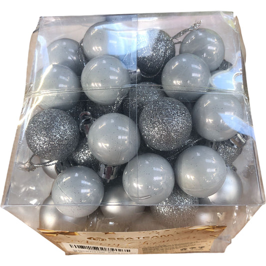 Sea Team 64 Pack Christmas Silver Bauble Ornaments