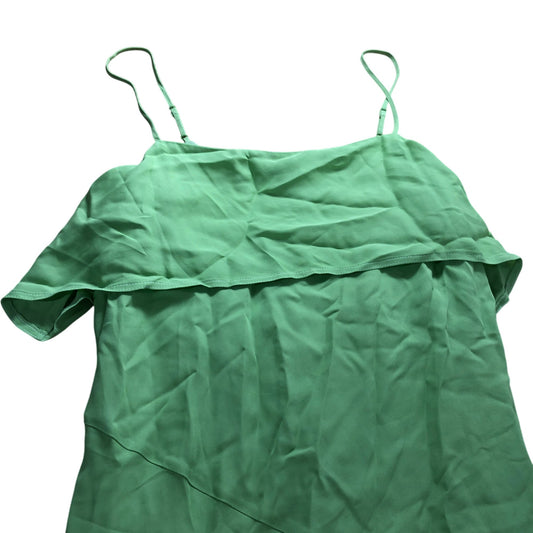 Branded Green Ruffle Detail Midi Dress - Size 12