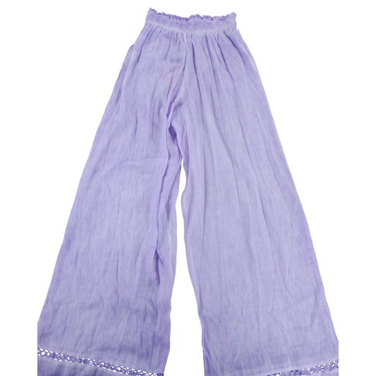 River Island Women's UK S Purple Lightweight Summer Pants with Smocked Waist