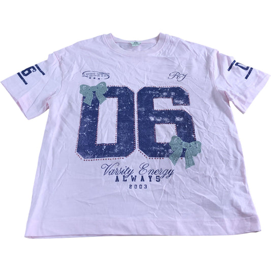 River Island 06 Athletic T Shirt Kids Size 7-8 Years Pink Varsity Energy