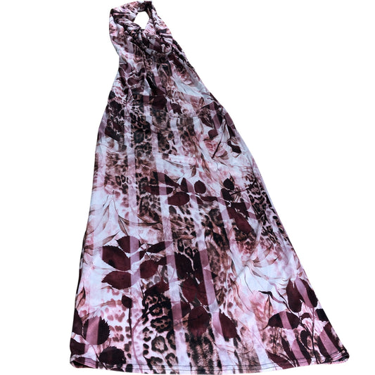 Boohoo Pink Animal Print Halterneck Maxi Dress - Size 18