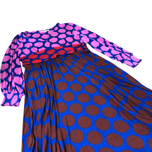 Long Sleeve Dress Women's Multicolour Pattern Midi Dress Viscose UK18
