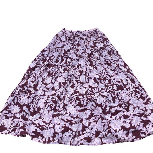 Baukjen Floral Maxi Skirt UK12 Women's 100% Organic Cotton Burgundy