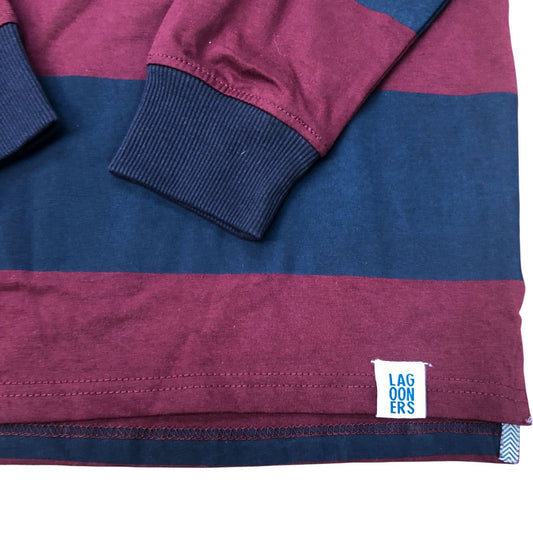 Lagooners Men's Cedar Rugby Top Burgundy Navy Long Sleeve Shirt Size M