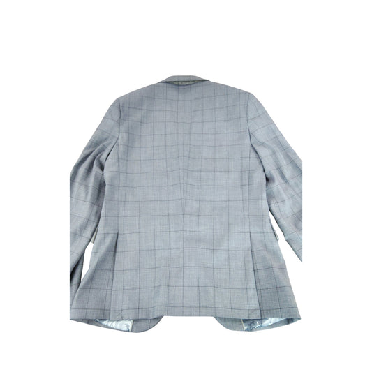 River Island Suit Jacket UK36 R Men's Grey Check Formal Blazer with Floral Liner