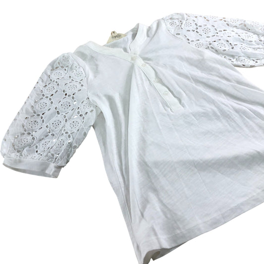 Boden White Top Women's Eyelet Puff Sleeve Casual Blouse UK10