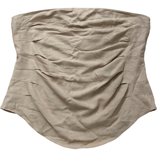 River Island Size 16 Women's Tan Pleated Top Corset Look Smocked Back