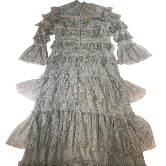 BY MALINA Carmine Maxi Dress S Women's Pistachio Lace Frill Long Sleeve