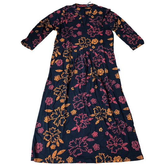 Weird Fish Nightshade Midi Dress Size 12 Women's Long Sleeve Floral Pattern