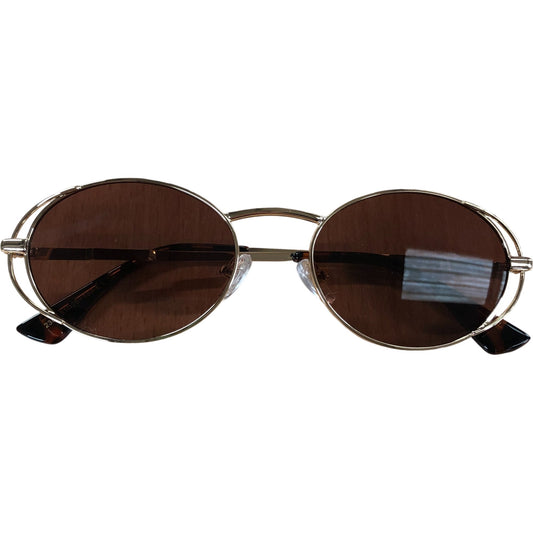 Tianyesy Retro Oval Sunglasses Brown Tea Lens Fashion Accessories Unisex