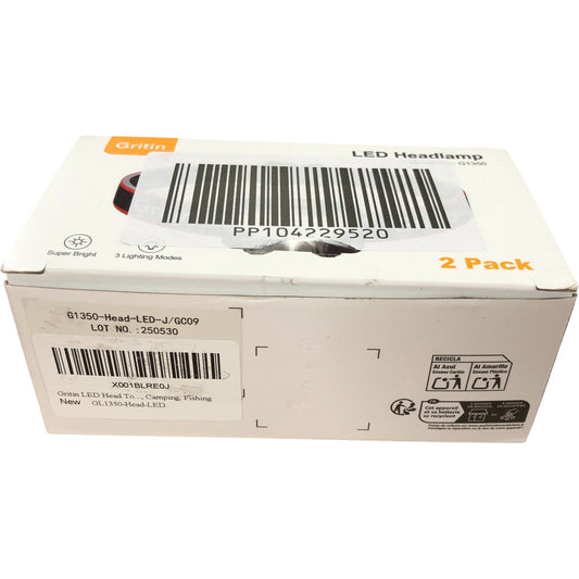 Gritin LED Headlamp GL1350 Pack of Two Super Bright Outdoor Camping Light