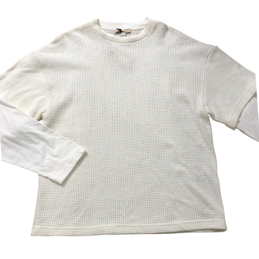 River Island Oversize Cream & White Waffle Knit Long Sleeved Top Size S