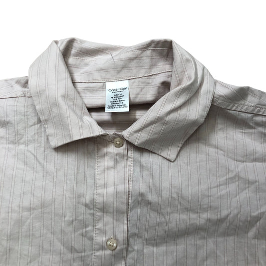 Calvin Klein Short Sleeved Button Down PJ Top Size S Men's Light Pink Striped