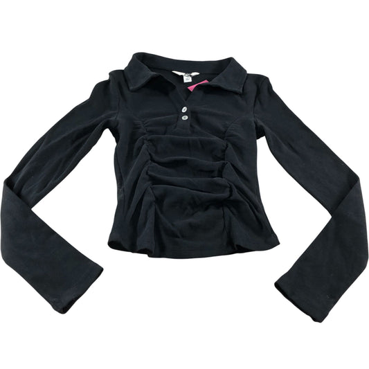 River Island Black Long Sleeve UK M Women's Ruffled Top