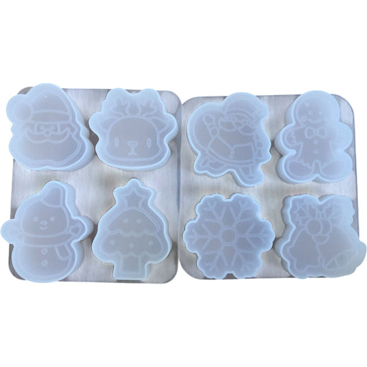 Christmas Silicone Moulds Set 2 Pack Snowman Gingerbread Cookie Designs
