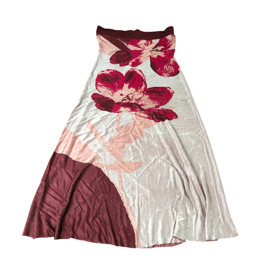 Karen Millen Placement Floral Jacquard Slinky Knit Bandeau Midi Dress Size L Red