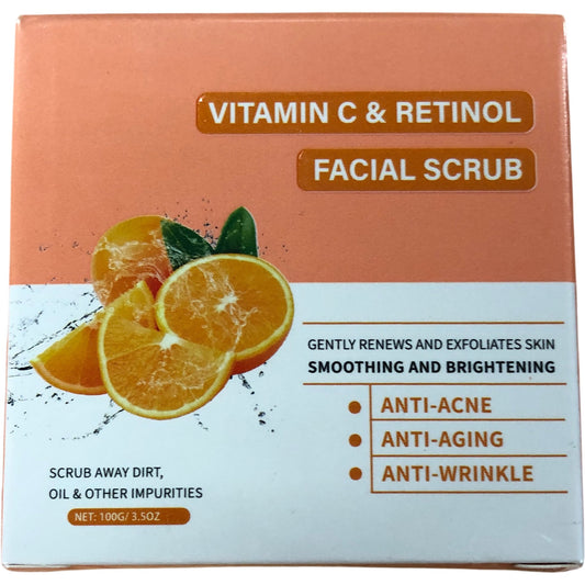 Vitamin C Retinol Facial Scrub 100g Anti Acne Anti Aging Exfoliating Cleanser
