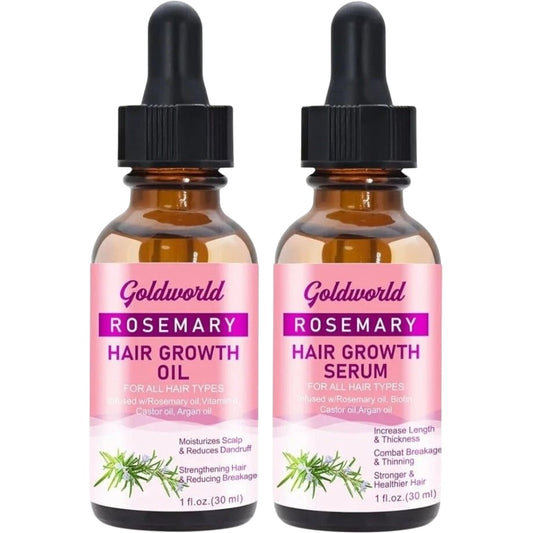 Goldworld Rosemary Oil Hair Growth Set 2x30ml Serum Oil Infused Biotin