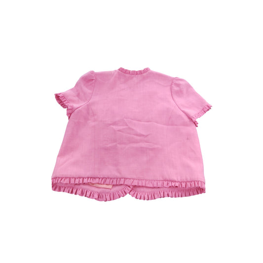 River Island UK10 Women's Pink Blouse Frill Detail Short Sleeve Top