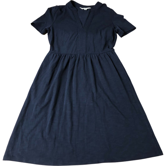 Short Sleeve Midi Dress Women's Casual Cotton Navy Blue UK6