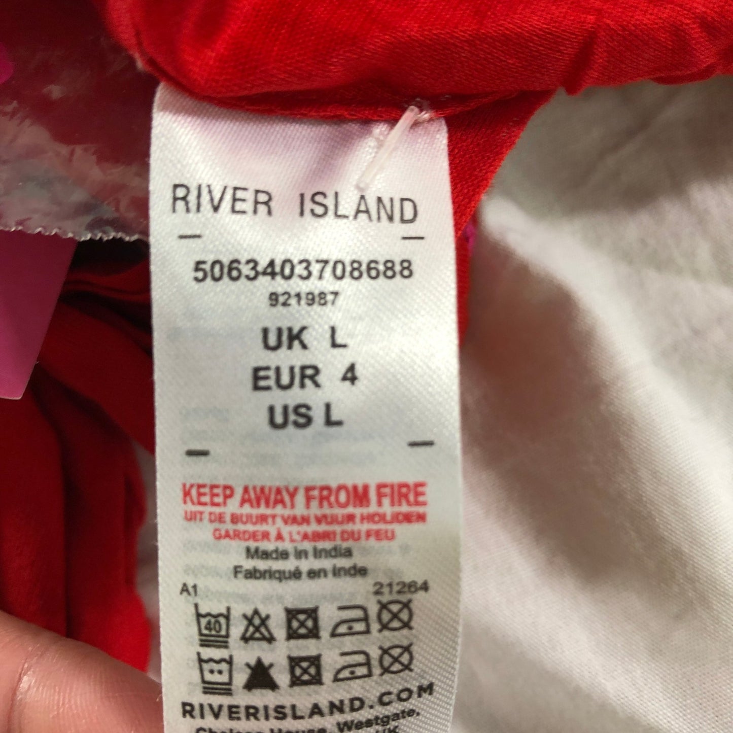 River Island Women's UK L Red Embroidered Crop Top Size 14