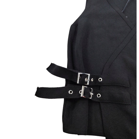 River Island Women's Black Wrap Vest UK12 Adjustable Fastening 100% Polyester