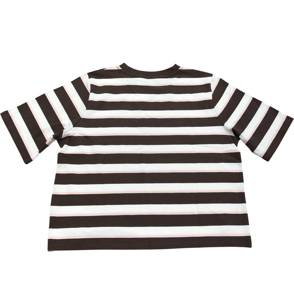 Oversized Cropped Boxy Fit Stripe Cotton T-Shirt Brown/Pink