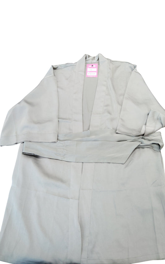 Kimono UK M Traditional Garment Light Grey Satin Fabric Elegant Wear Dress