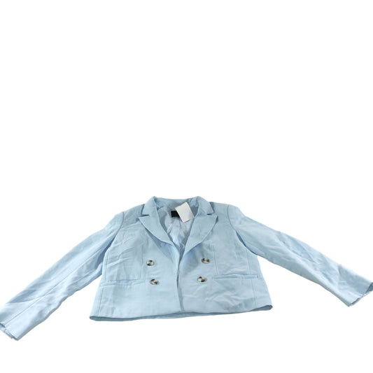 Sosandar Light Blue Double Breasted Blazer UK14 Women's Cropped Jacket
