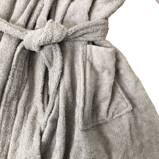 The White Company Fluffy Robe Women's Soft Grey 100% Cotton Loungewear Size 14