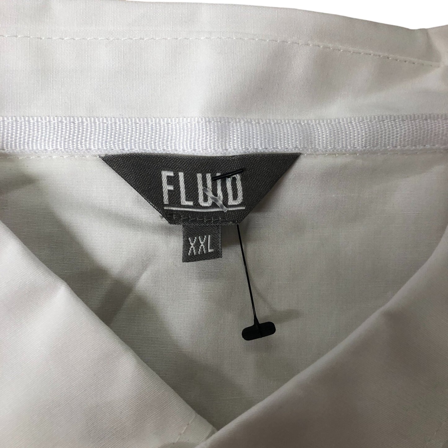 Fluid XXL Men's Short Sleeve White Shirt Cotton Blend Button Detail Casual