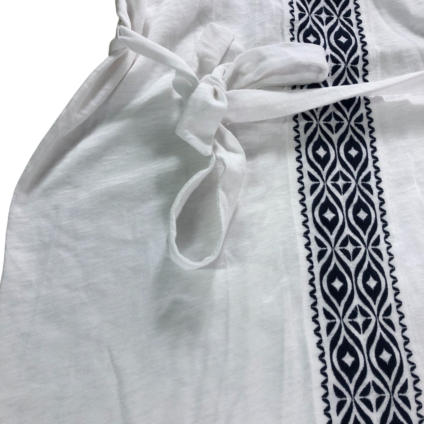 Branded White Embroidered Jersey Short Dress - Size 12