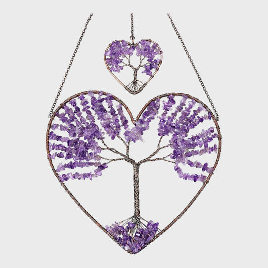 Jovivi Amethyst Crystal Hanging Tree of Life Ornament