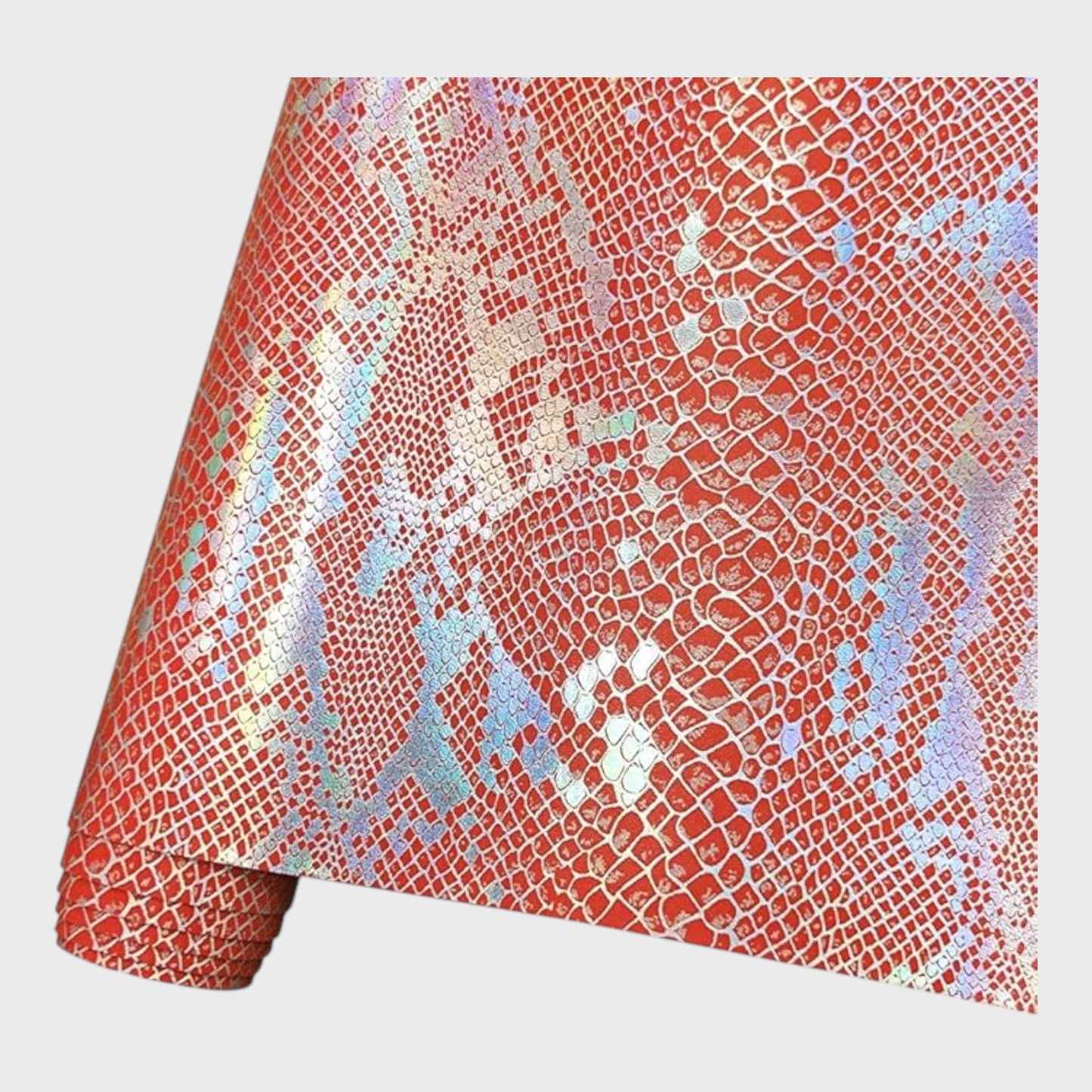 Embossed PU Faux Leather Crafting Roll - Orange Snakeskin - Pack of Two