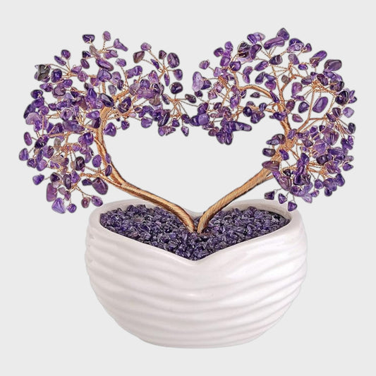 Jovivi Amethyst Healing/Money Heart Bonsai Tree Ornament