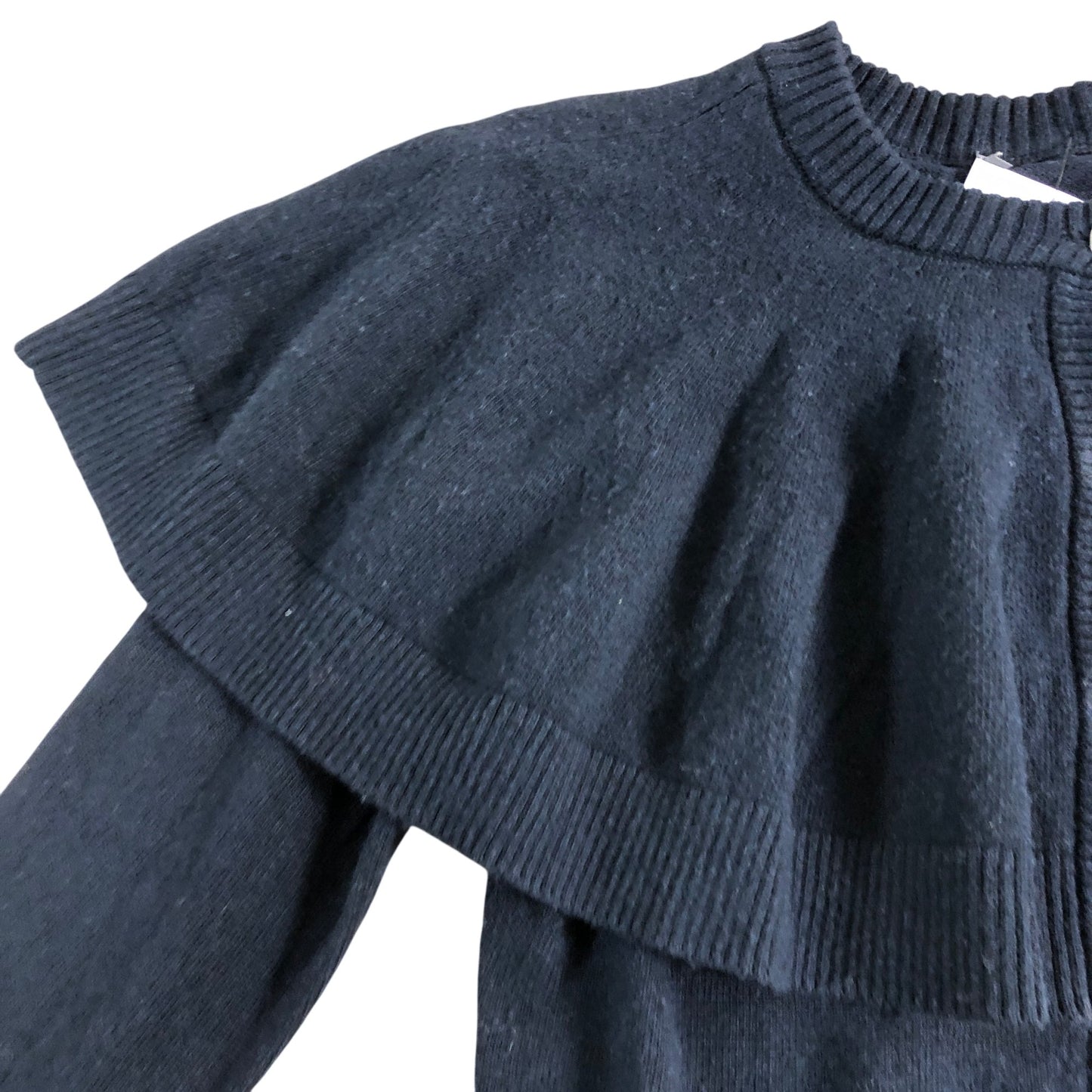 Branded UK 6 Women's Navy Cardigan With Ruffle Detail Cotton Blend