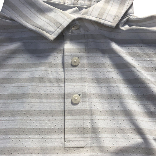 Nike Dri-FIT Polo Shirt Medium Men's White Striped Sports Wear Comfy Fit
