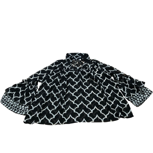 Patterned Blouse Size XS Sheer Long Sleeve Black/White