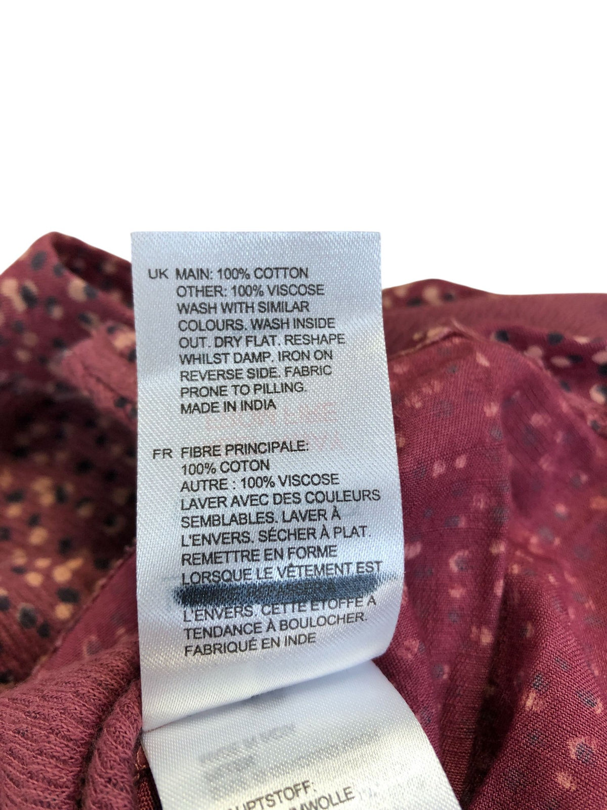 Long Sleeve Tunic Top UK8 Women's Floral Pattern Viscose Cotton Blend