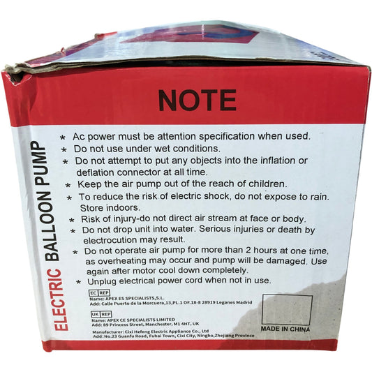 Electric Balloon Pump High Pressure Easy To Operate Model 73005 Purple