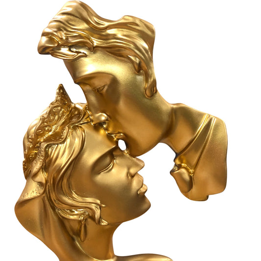 Gold Couples Kiss Sculpture Home Décor Romantic Wedding Gift Art Piece 10"